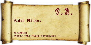 Vahl Milos névjegykártya